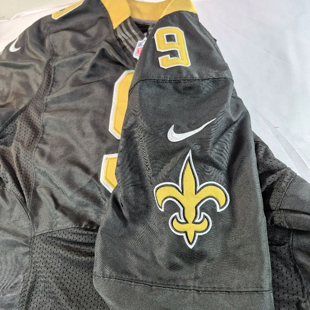 New Orleans Saints Nike Drew Brees #9 NFL Game Football Jersey Black Gold 44 XL - Picture 8 of 9